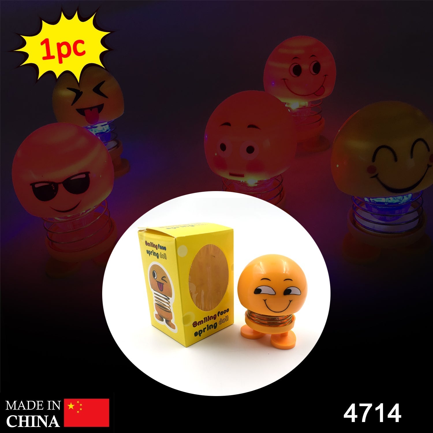 4714  Emoji Shake Car Dashboard Doll Dance for Car interior Decoration With LED Light