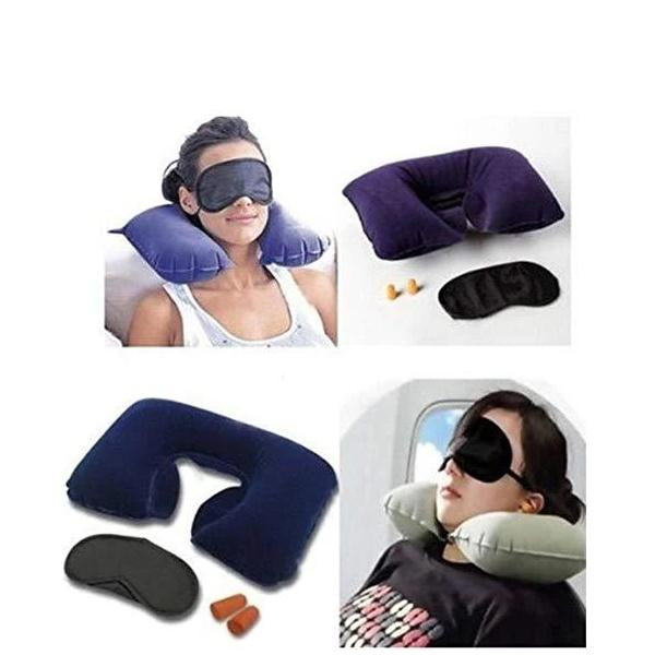 505 -3-in-1 Air Travel Kit with Pillow, Ear Buds & Eye Mask Your Brand WITH BZ LOGO