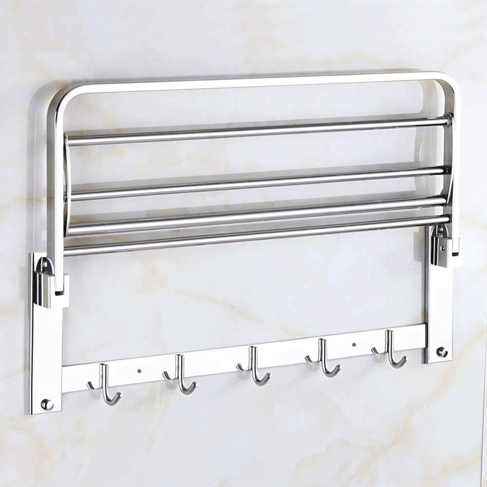 0491 Stainless Steel Folding Towel Rack Cum Towel Bar 18 Inch