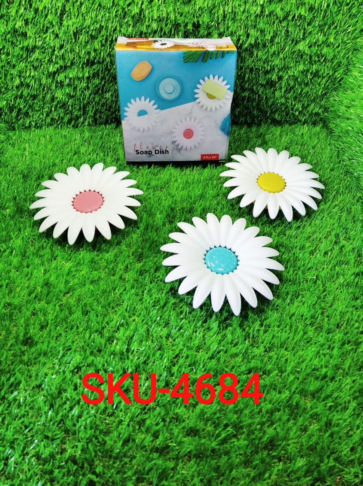 4684 Flower Shape Portable Soap Dish Holder Soap Case