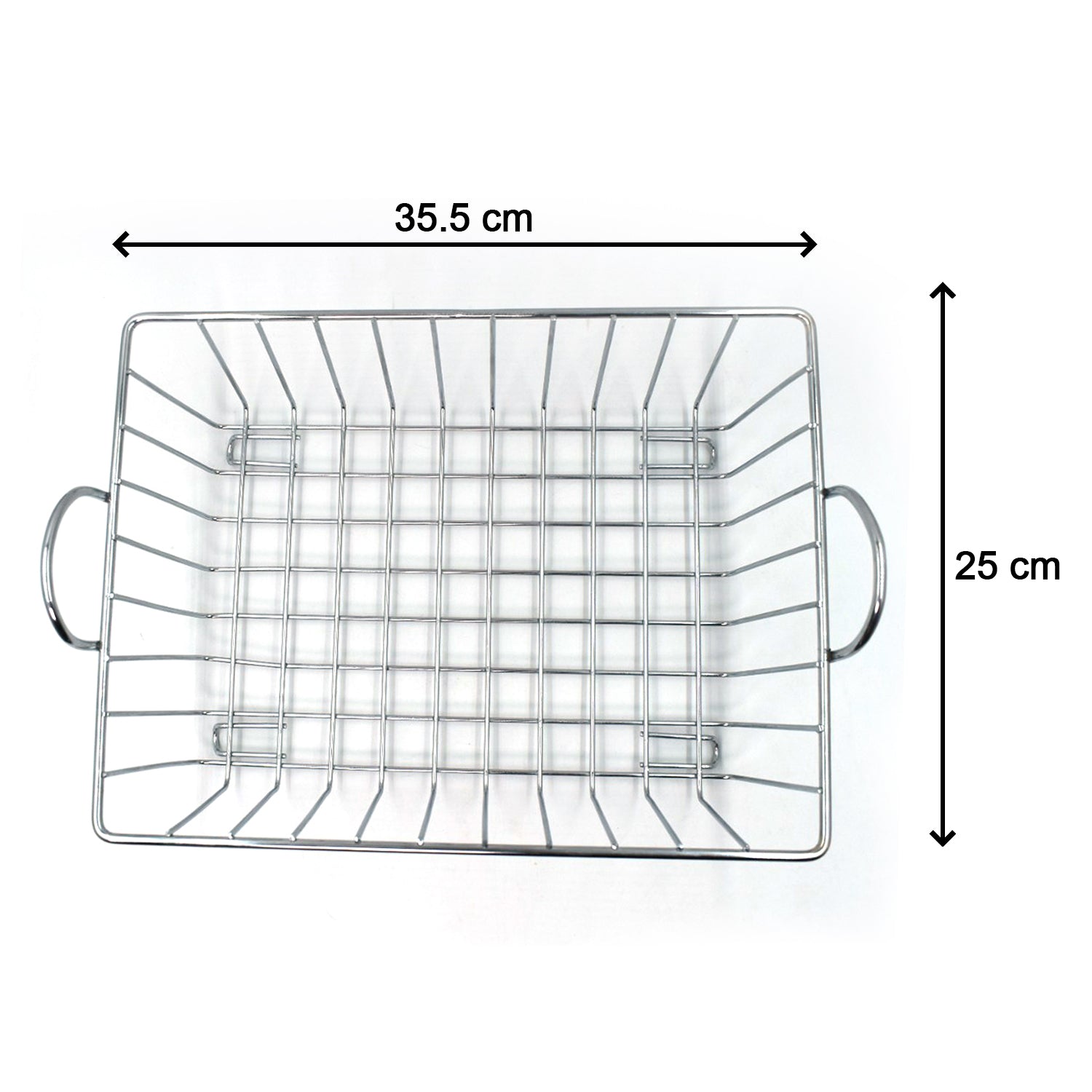 2743 SS Square Basket Stand used for holding fruits as a decorative and using purposes in all kinds of official and household places etc.