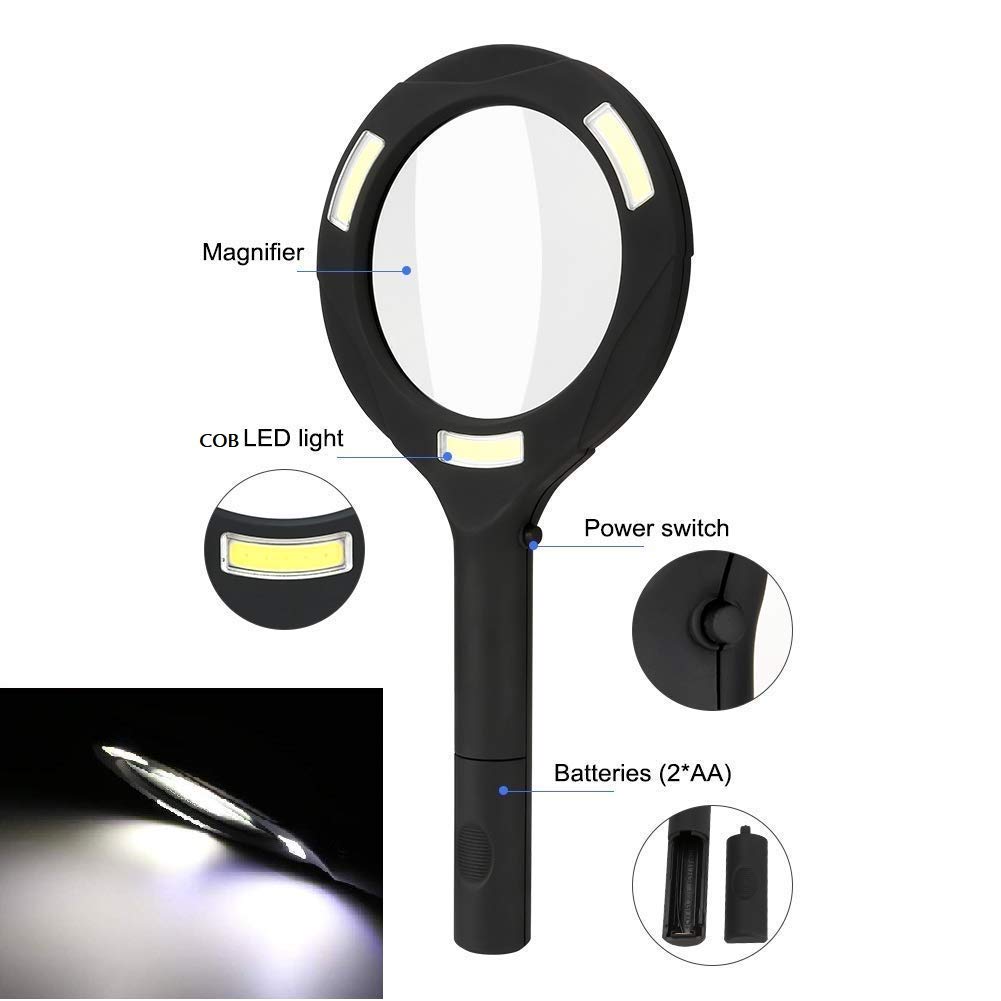 1573 Magnifying Glass with 3 Led Light 3X Power and Rubberized Handle