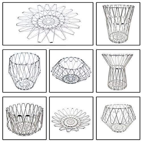 3040 Multipurpose Fruit Basket Stainless Steel Wire Bowl Foldable Basket for Vegetable / Fruits / Dining