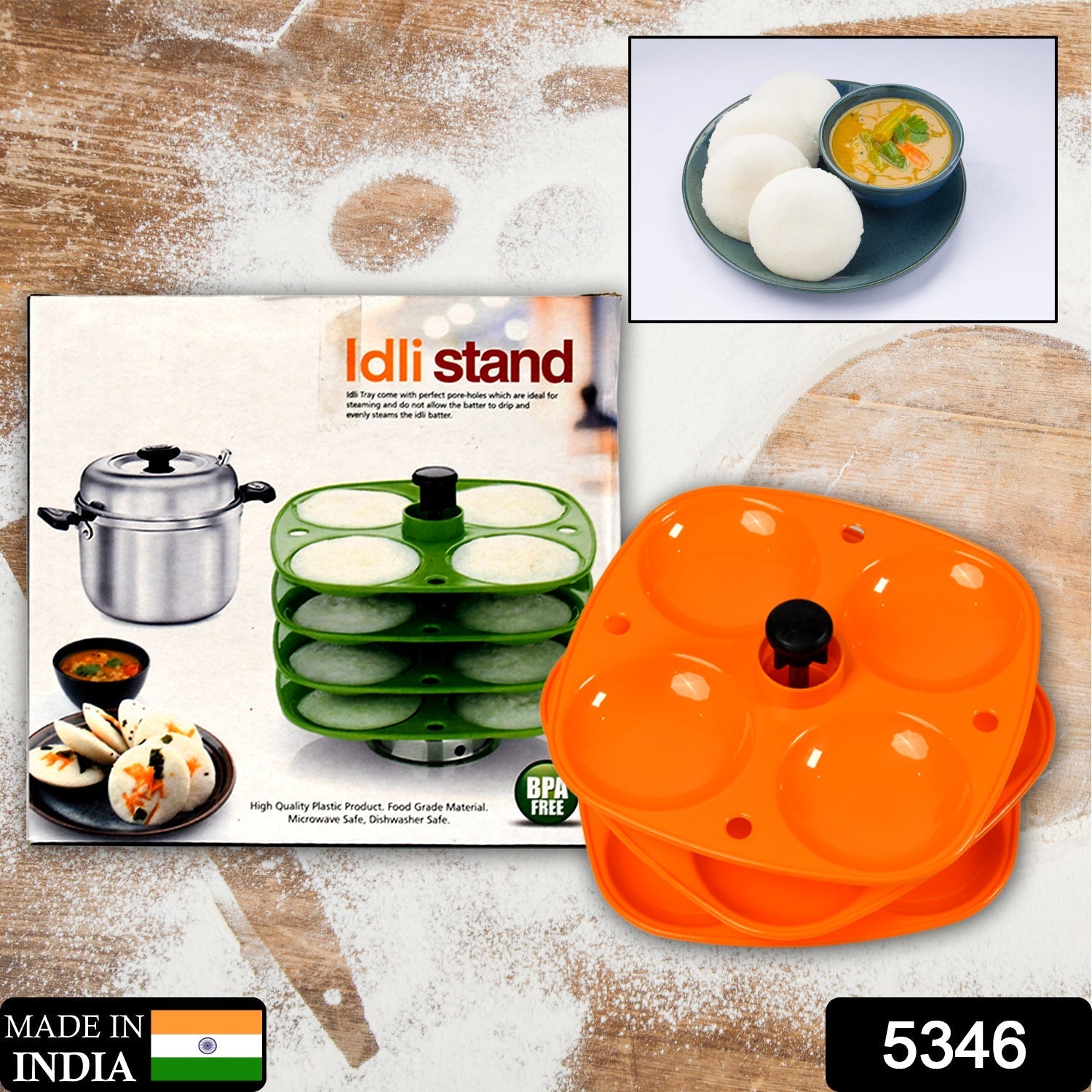 5346 3 Layer Idli Stand used in all kinds of household kitchen purposes for holding and serving idlis.