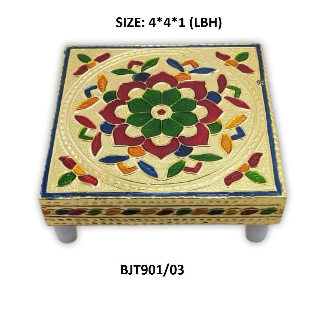 2122 Multipurpose Traditional Decorative Design Wooden Chowki/Bajot