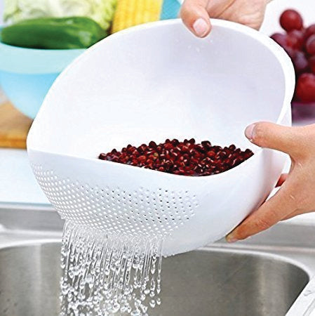 108 Kitchen Plastic big Rice Bowl Strainer Perfect Size for Storing and Straining