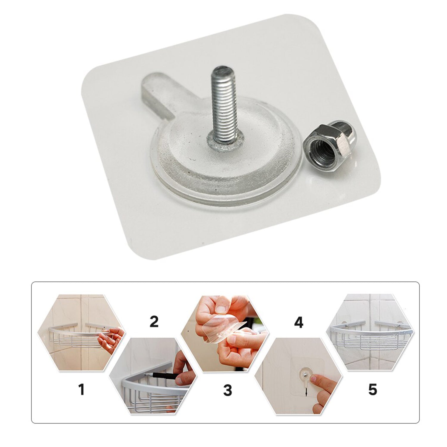 9017 Adhesive Screw Wall Hook used in all kinds of places including household and offices for hanging and holding stuffs etc.