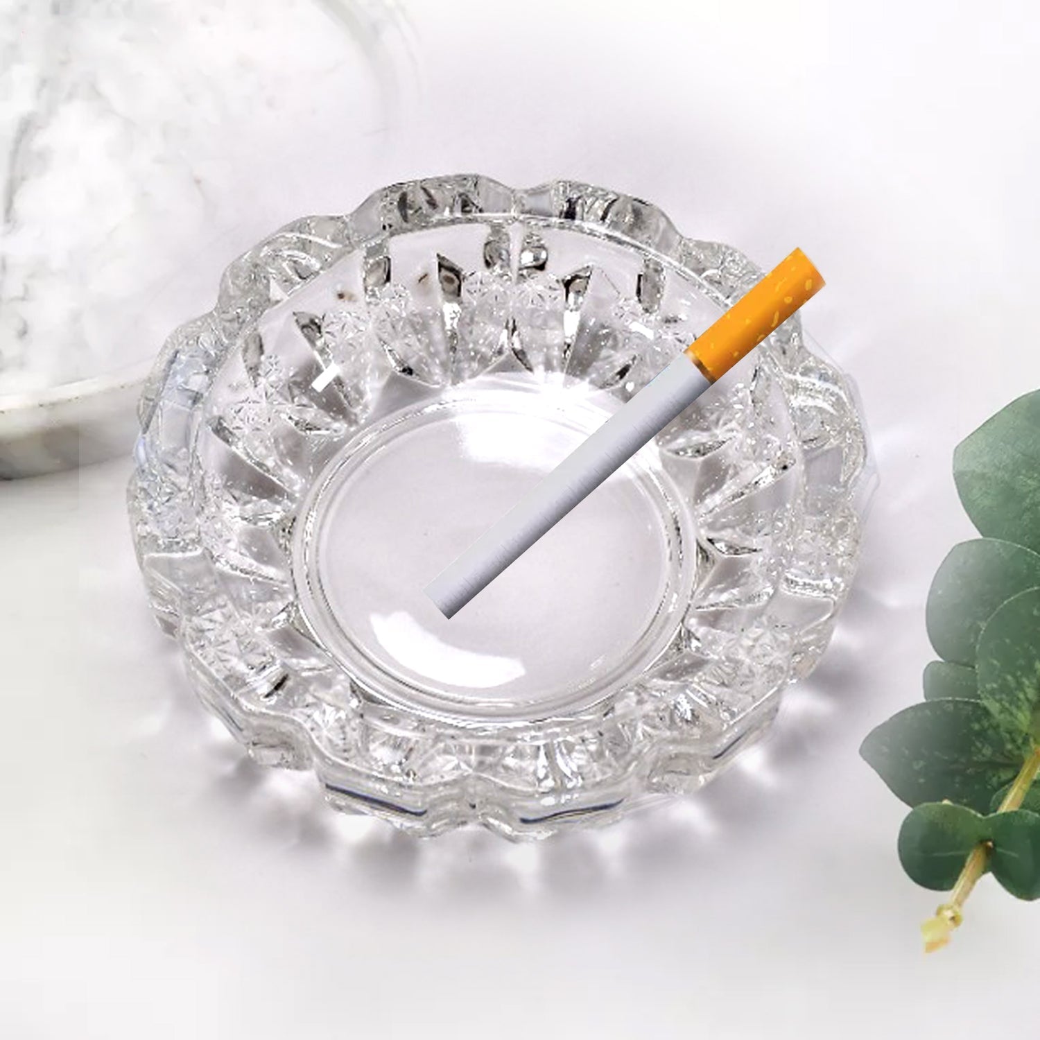 4066 paricutin Glass Crystal Quality Cigar Cigarette Ashtray Round Tabletop for Home Office Indoor Outdoor Home Decor