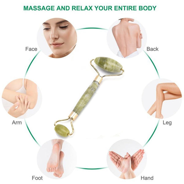 1387 Smooth Facial Roller & Massager Natural Massage Jade Stone