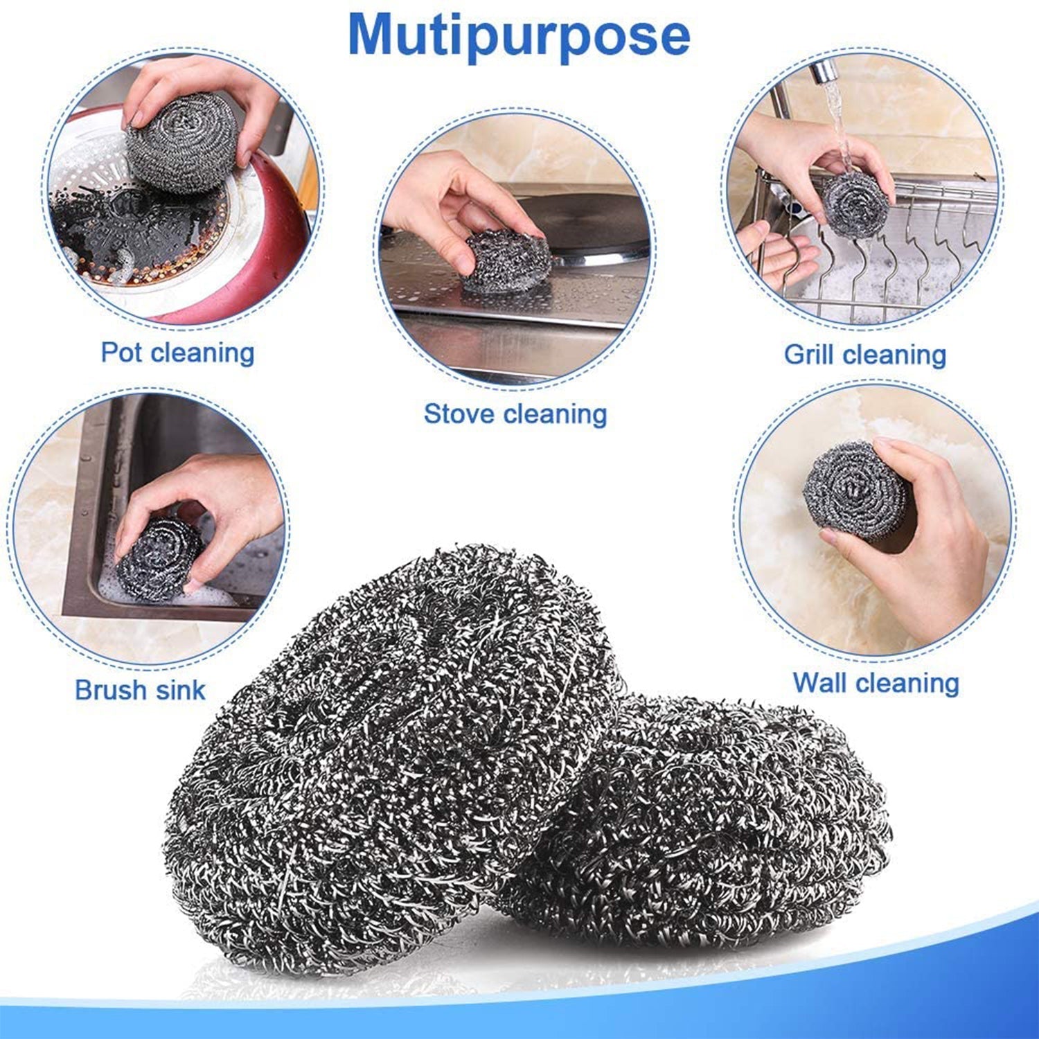 2922 Stainless Steel Scrubber / Scourer (pack of 6pc)