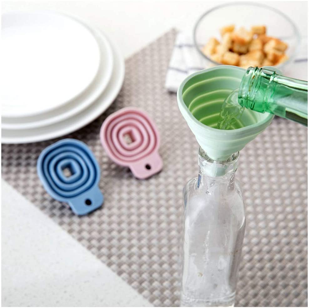 0828 Flexible Silicone Foldable Kitchen Funnel for Liquid/Powder Transfer Hopper Food (Small)