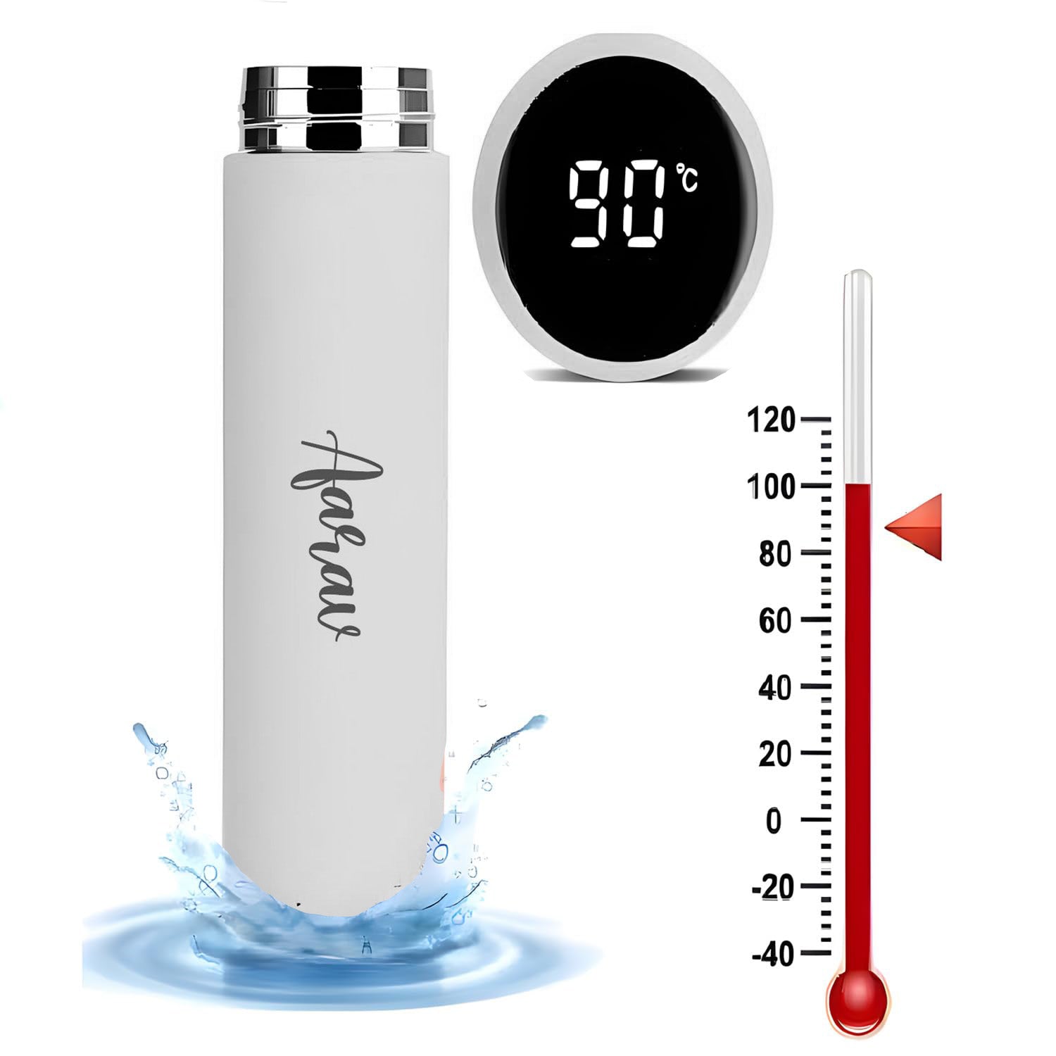 0726 Customized/Personalized Stainless Steel Smart Water Bottle with Smart LCD Temperature Touch | Gifting Custom Name Water Bottle | Gifts for Boyfriend/Girlfriend/Employee | 500ML