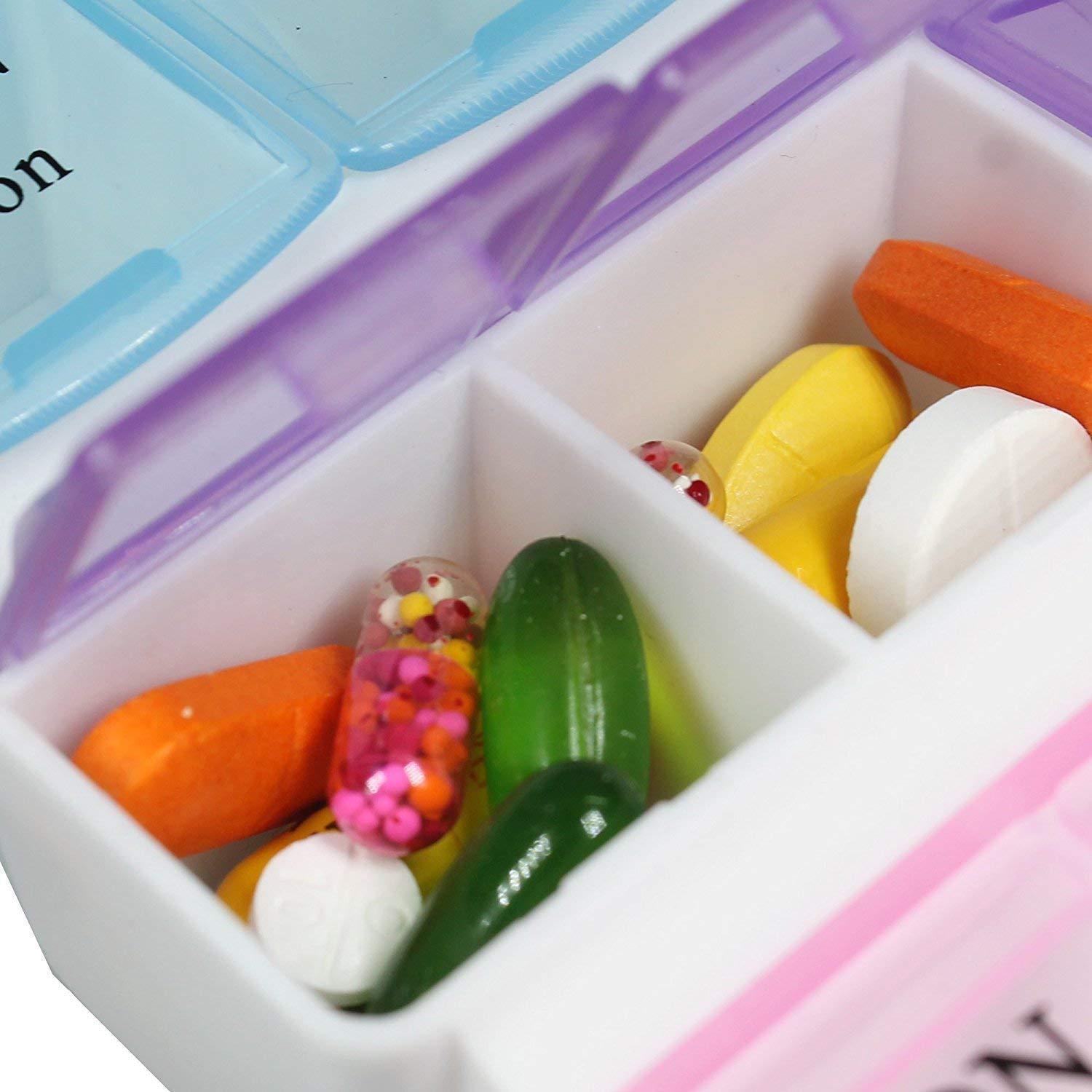 0383 Pill Case- 4 Row 28 Squares Weekly 7 Days Tablet Box Holder Medicine Storage Organizer Container