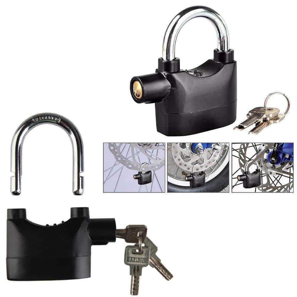 0185a Security Alarm Lock System | Waterproof Black Anti-theft Siren 110dba alarm anti Padlock FoR Bike | Door Window | Battery  padlock