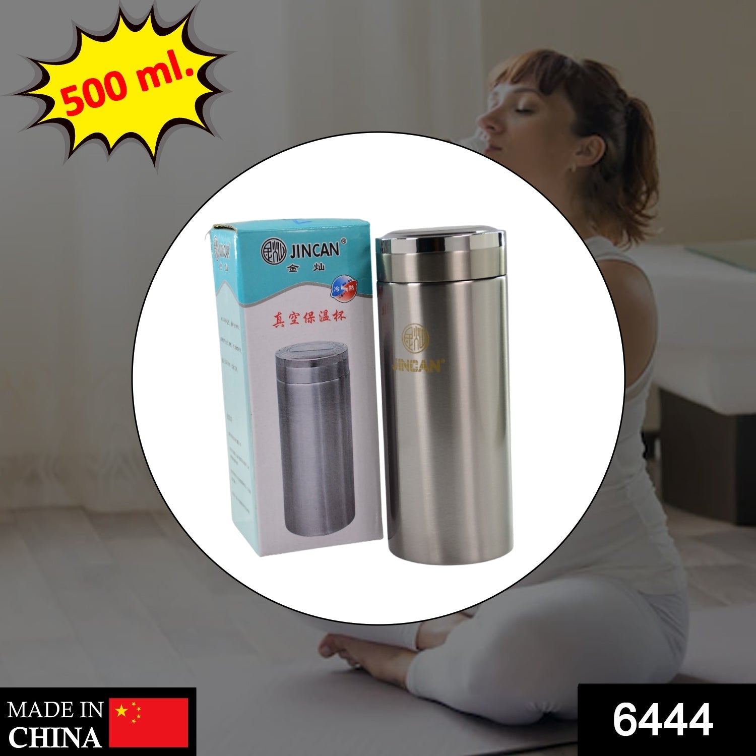 6444 500ML STAINLESS STEEL WATER BOTTLE FOR MEN WOMEN KIDS | THERMOS FLASK | REUSABLE LEAK-PROOF THERMOS STEEL FOR HOME OFFICE GYM FRIDGE TRAVELLING