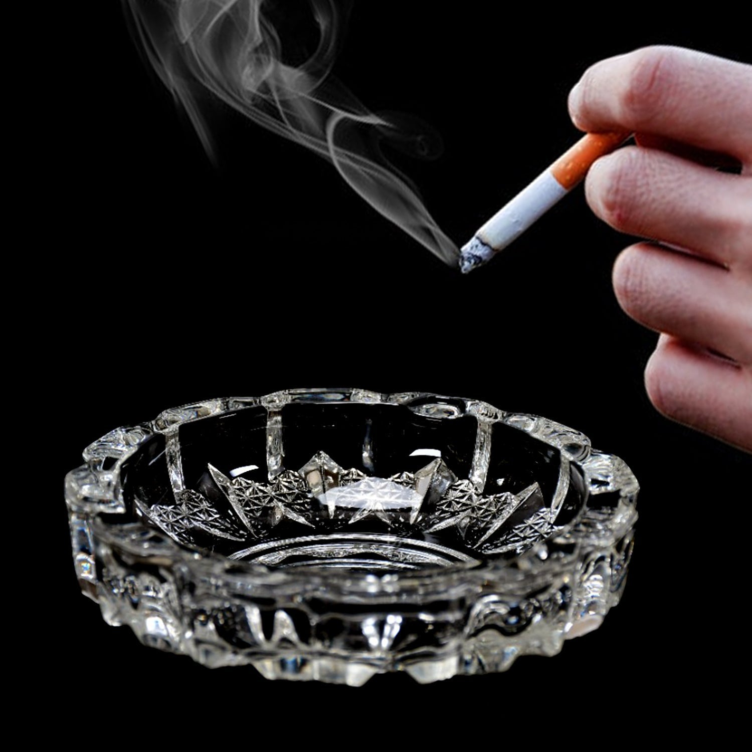 4066 paricutin Glass Crystal Quality Cigar Cigarette Ashtray Round Tabletop for Home Office Indoor Outdoor Home Decor