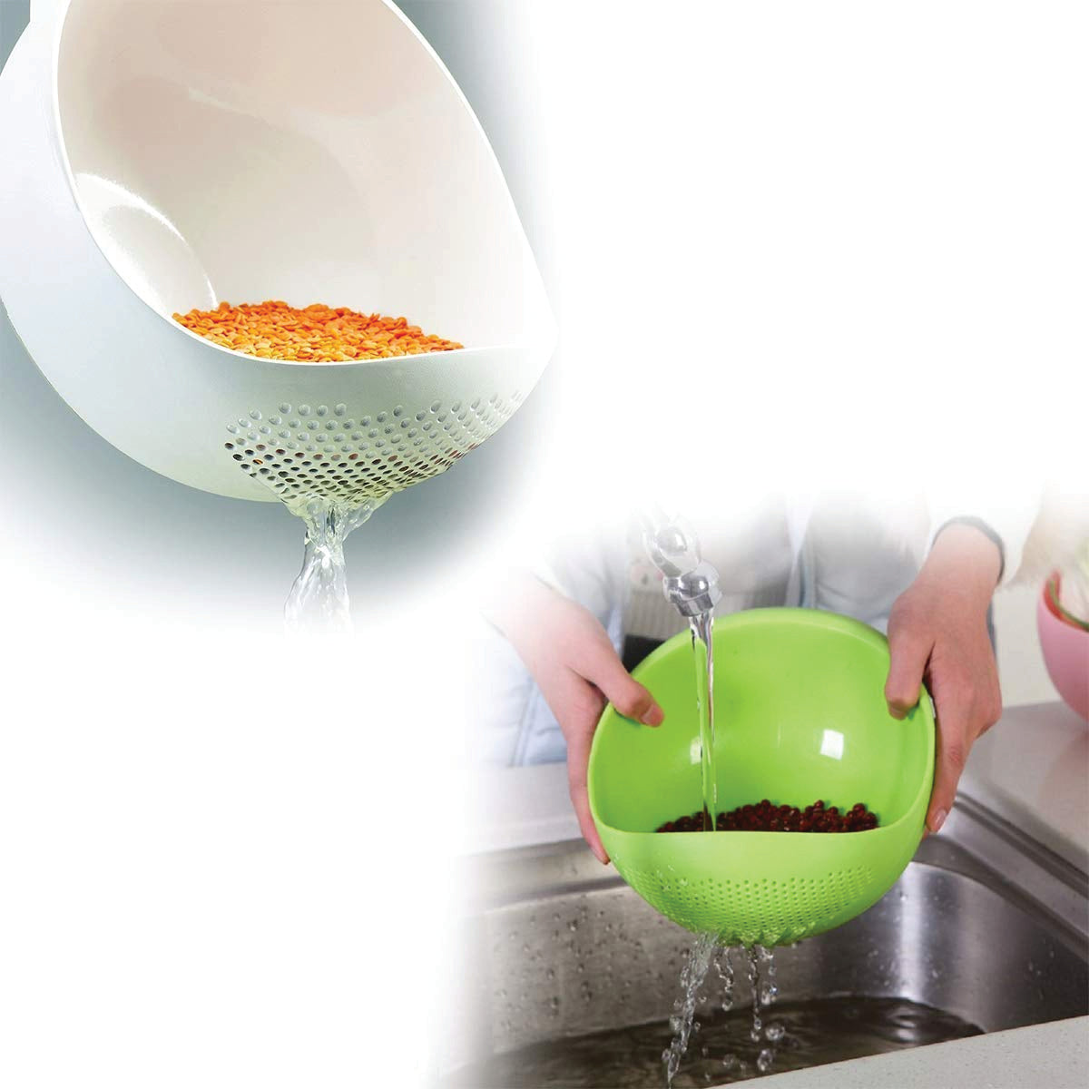 108 Kitchen Plastic big Rice Bowl Strainer Perfect Size for Storing and Straining