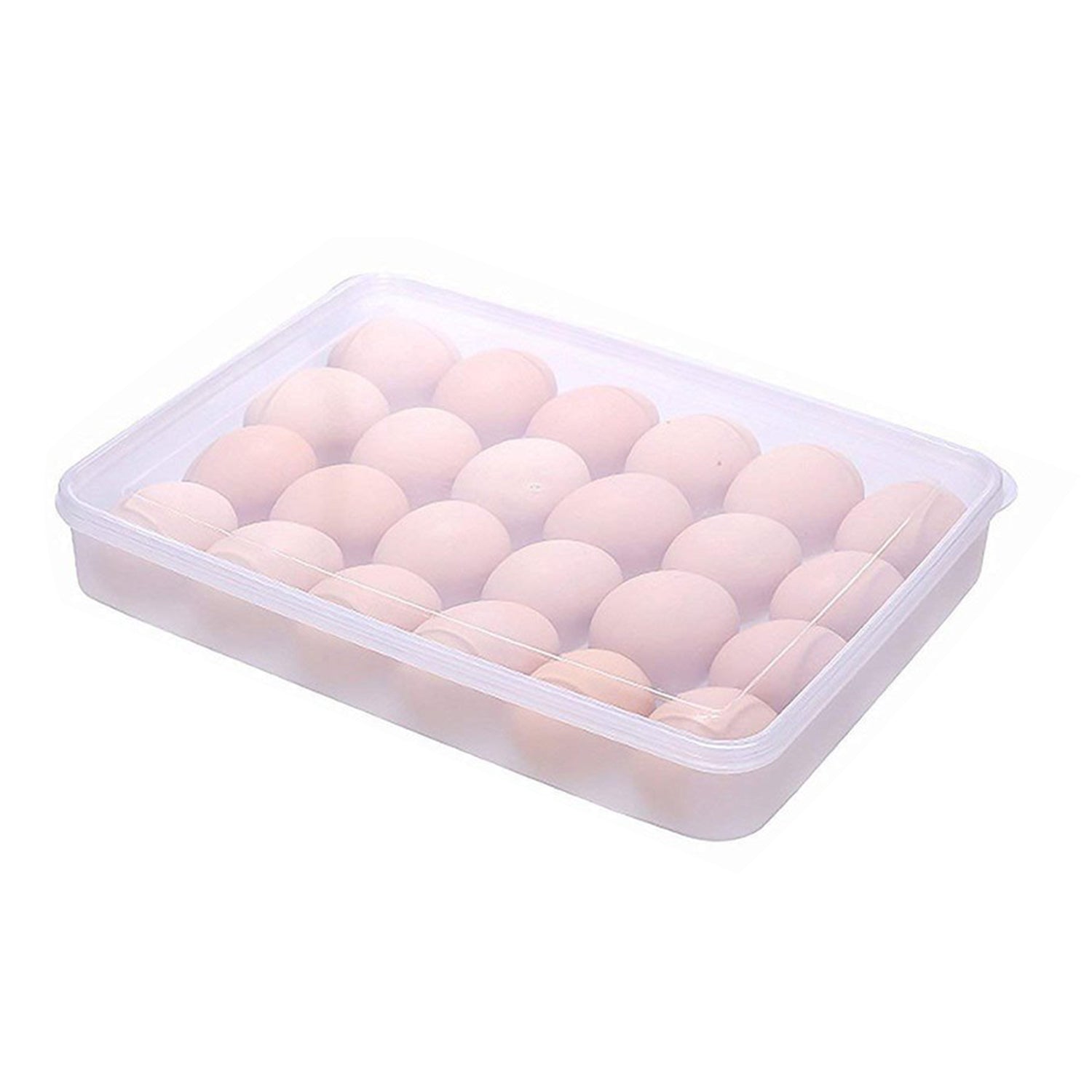 2645 24 Grids Plastic Egg Box Container Holder Tray for Fridge with Lid for 2 Dozen Egg Tray