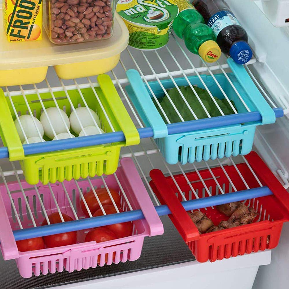 5338 Virgin Freeze Storage Unbreakable Adjustable Multi Color Tray with Extra Storage | Easy to Remove, Easy to Clean | Pack of 4 Tray 