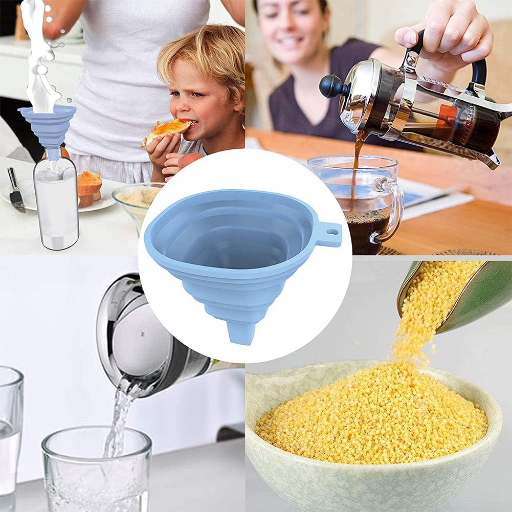 0828 Flexible Silicone Foldable Kitchen Funnel for Liquid/Powder Transfer Hopper Food (Small)