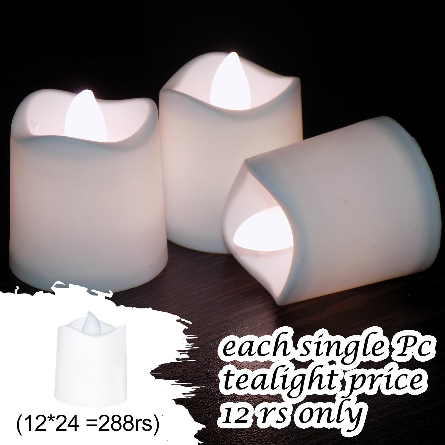 7221 Festival Decorative - LED Tealight Candles (White, 24 Pcs) 