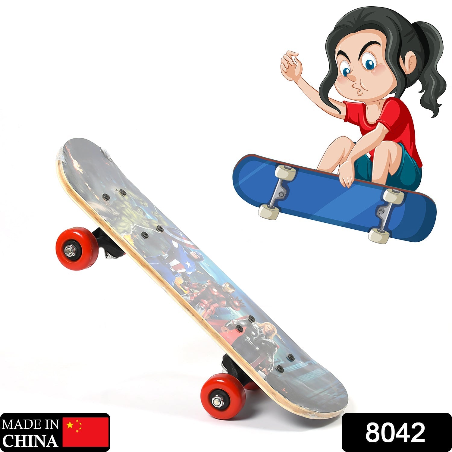 8042 Wood Skateboard Skating Board Lightweight Board Cool Skate Board for Beginner/Kids/Teens/Adult and Return Gift Item