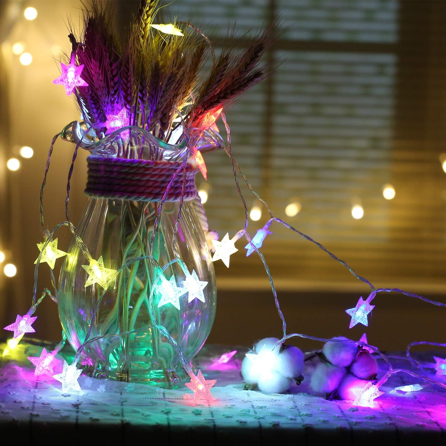 6603  28 LED / Star 3.9 Meter Star Shape Led Light Battery Operated with Flashing Modes for Home Decoration, Kids Room, Waterproof Diwali & Wedding LED Christmas Light Indoor and Outdoor Light ,Festival Decoration (Multicolor Battery Not Included 3.9Mtr)