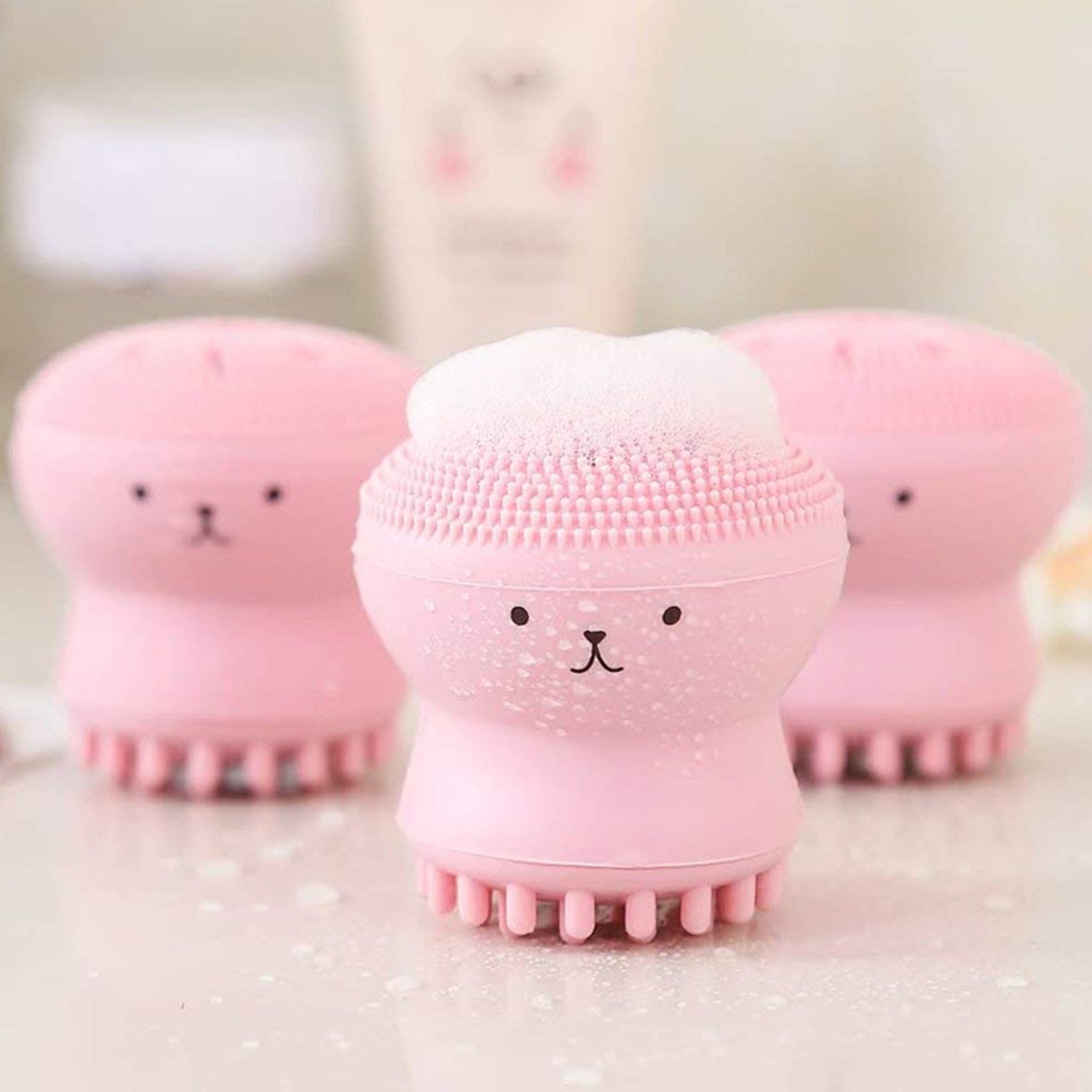 1671 Facial Cleansing Brushes, Cute Octopus Shape Silicone Face Scrubber Massager Skincare Tool (1PC)