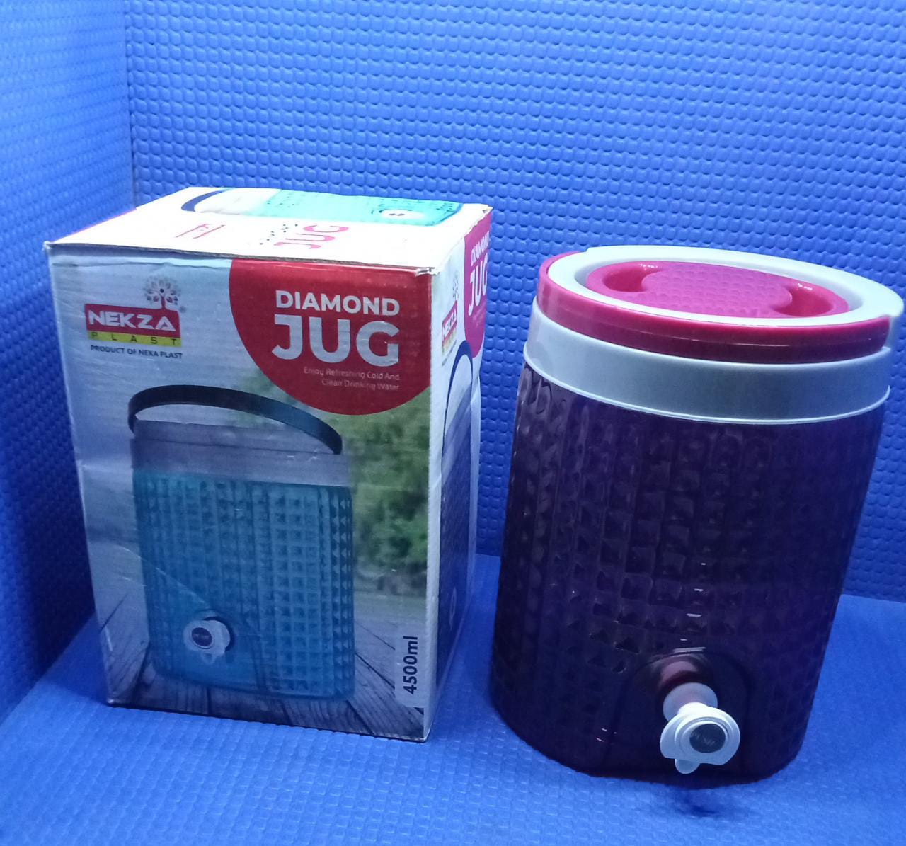 2073 Diamond cut design plastic water jug to carrying water and other beverages. (4500Ml)