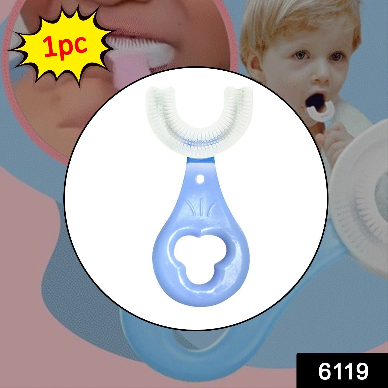 6119 U Shape Kids Toothbrush for kids with effective care and performance.