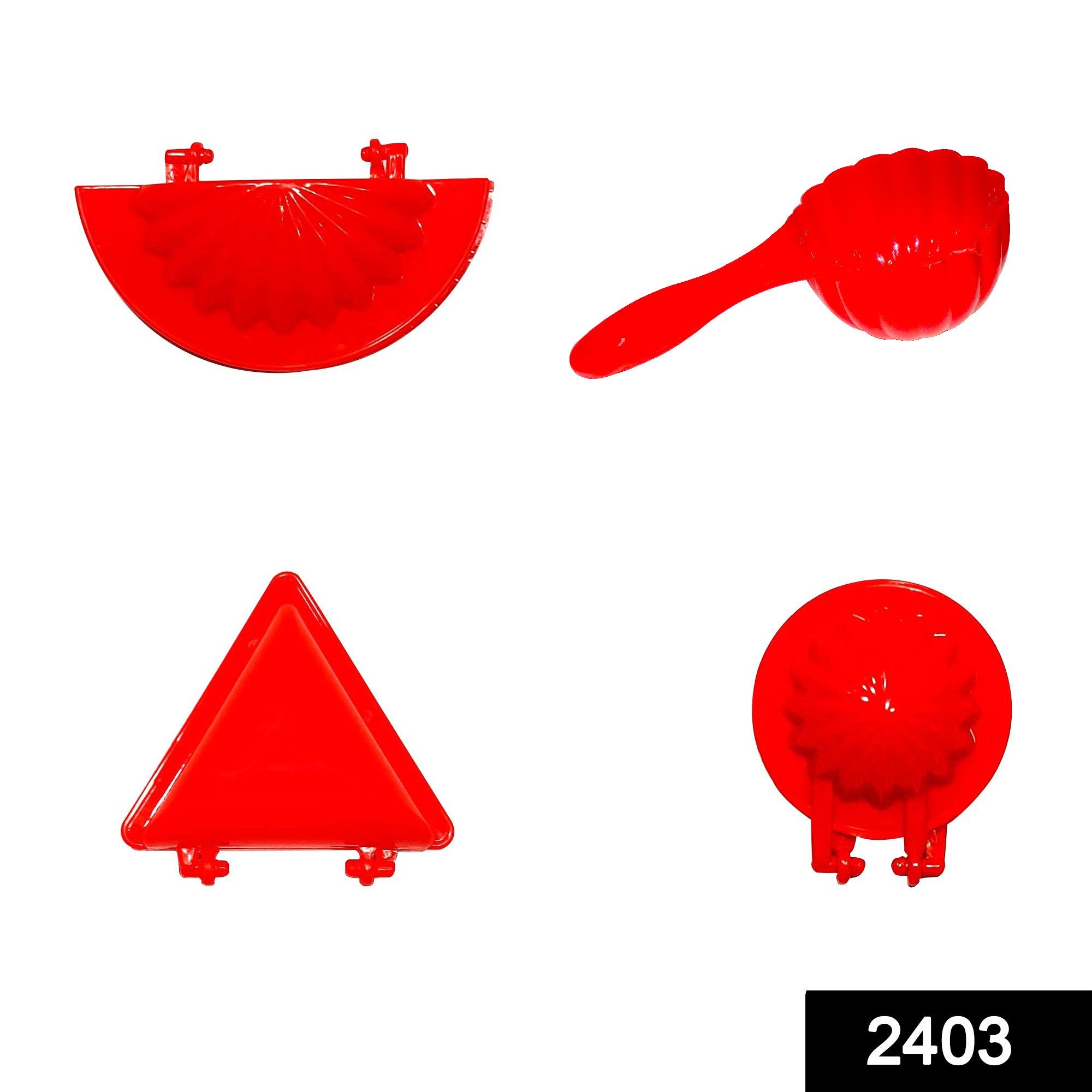 2403 4 Pcs Plastic Red Kitchen Tool Mould Dough Press