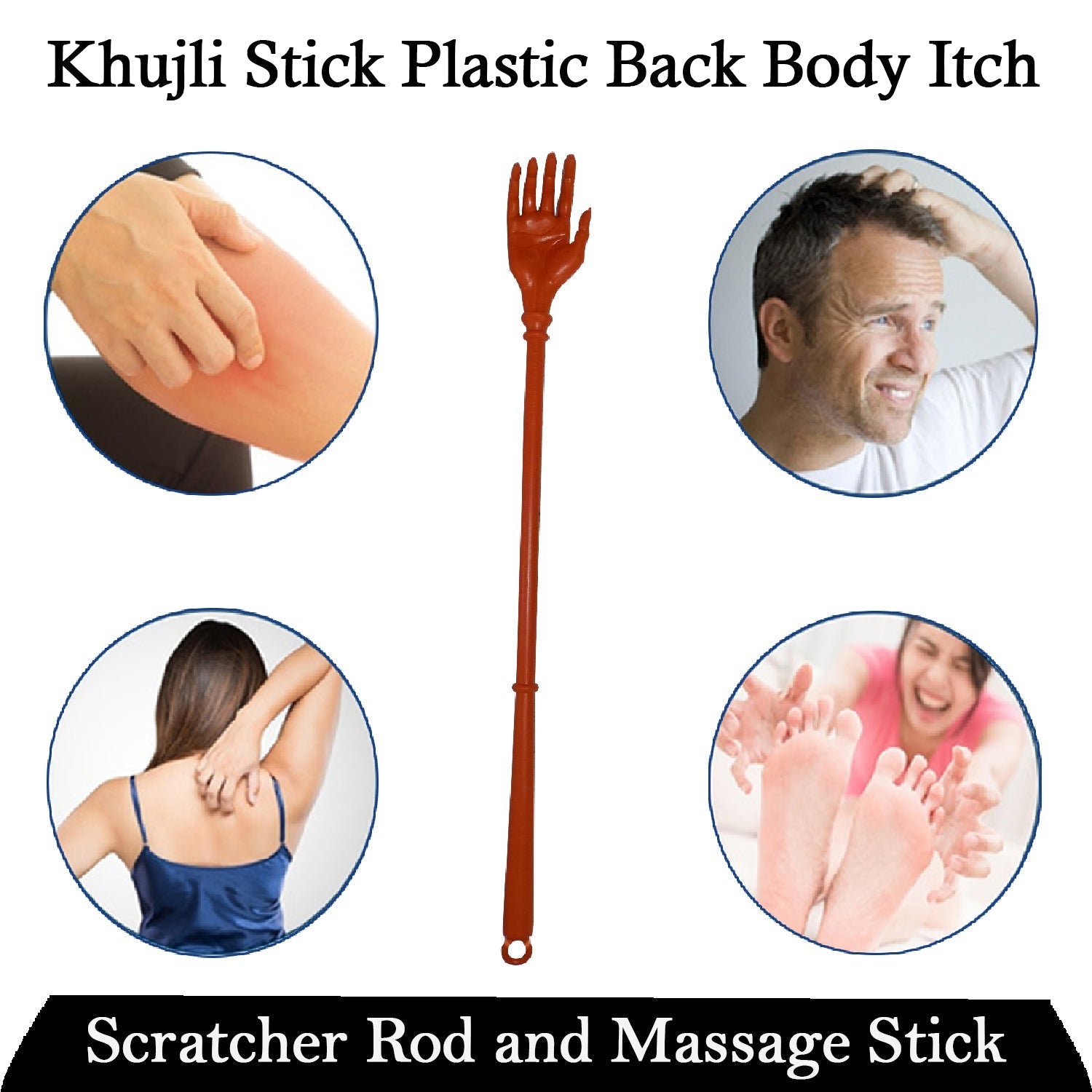 1463 Khujli Stick Plastic Back Body Itch Scratcher Rod and Massage Stick