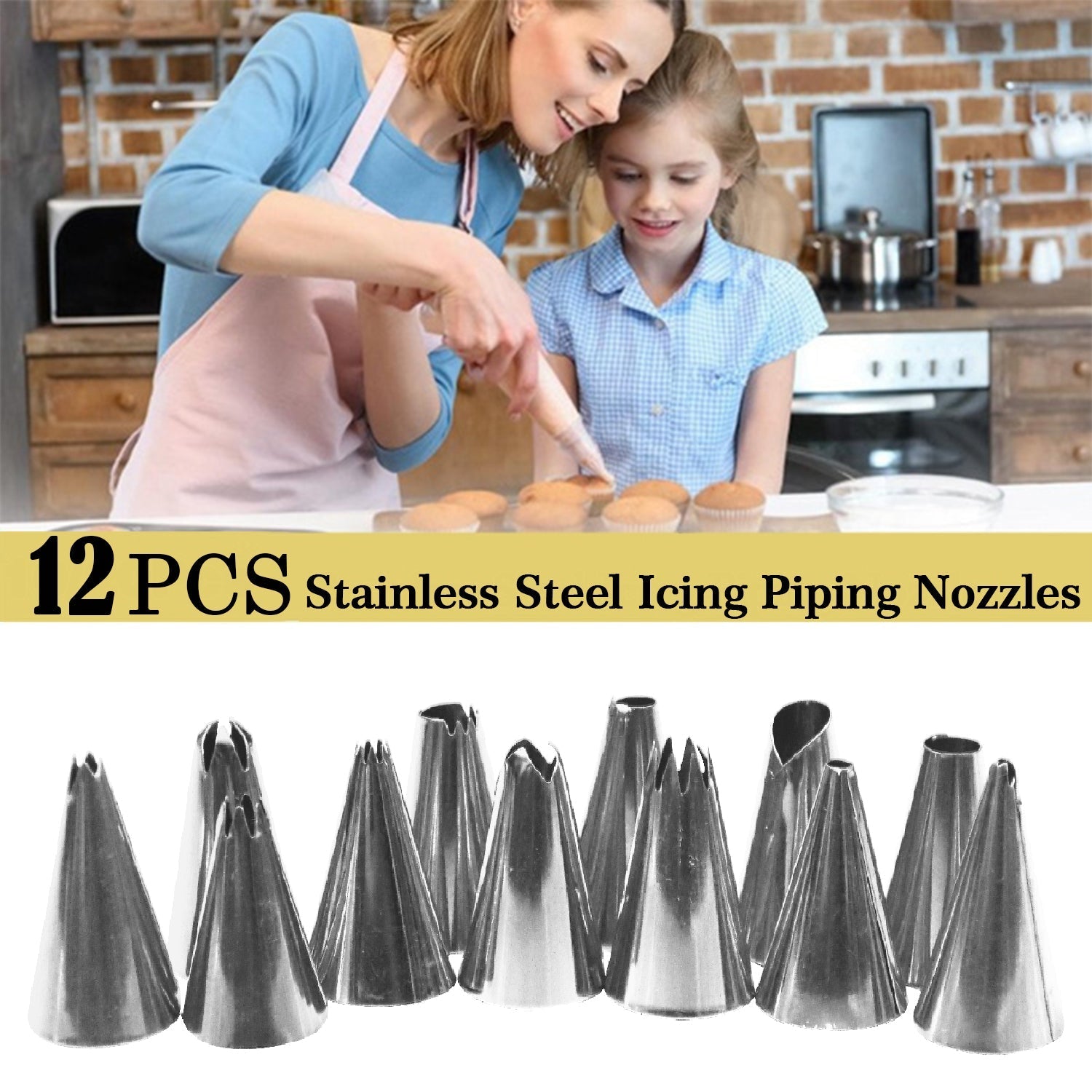 4641 Cake Decorating Stainless Steel Nozzle (12pcs)