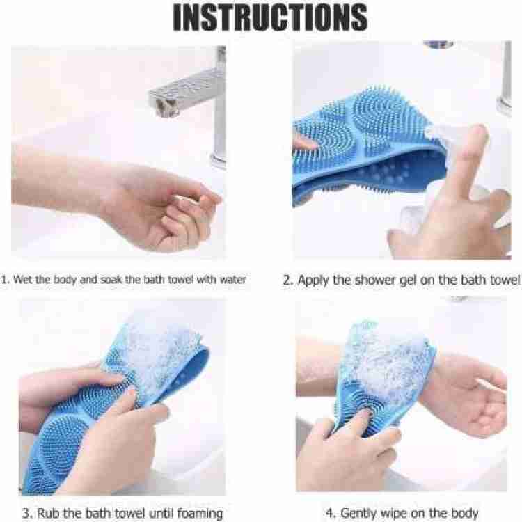 1302 Silicone Body Back Scrubber Double Side Bathing Brush for Skin Deep Cleaning