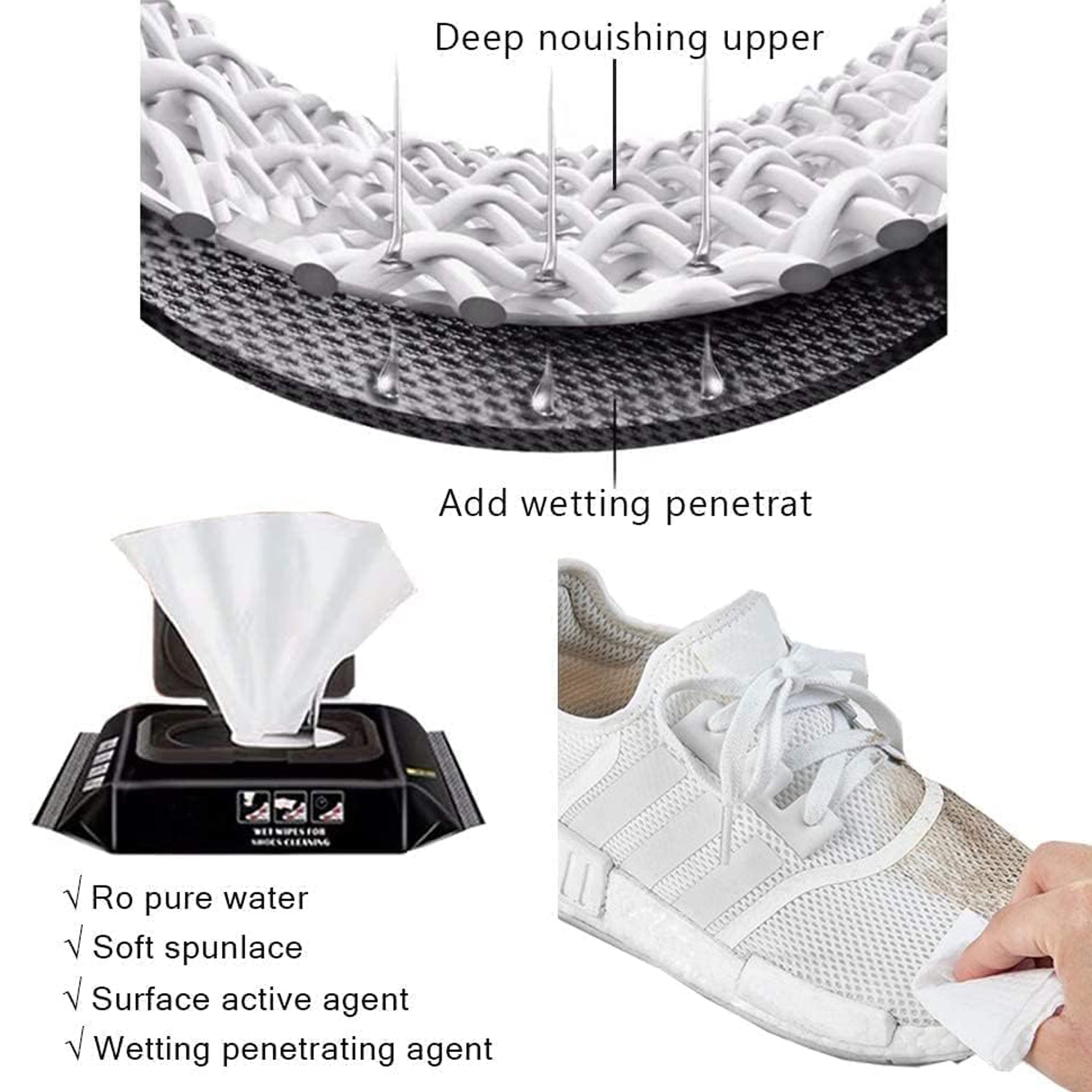 4367 Shoe Cleaning Wet Wipes Fast Scrubbing Shoes Cleaning Tissue, Sneakers Non-Woven Detergent Quick Wipes Disposable Travel Portable Removes Dirt, Stains (1 Set 80 Pcs)