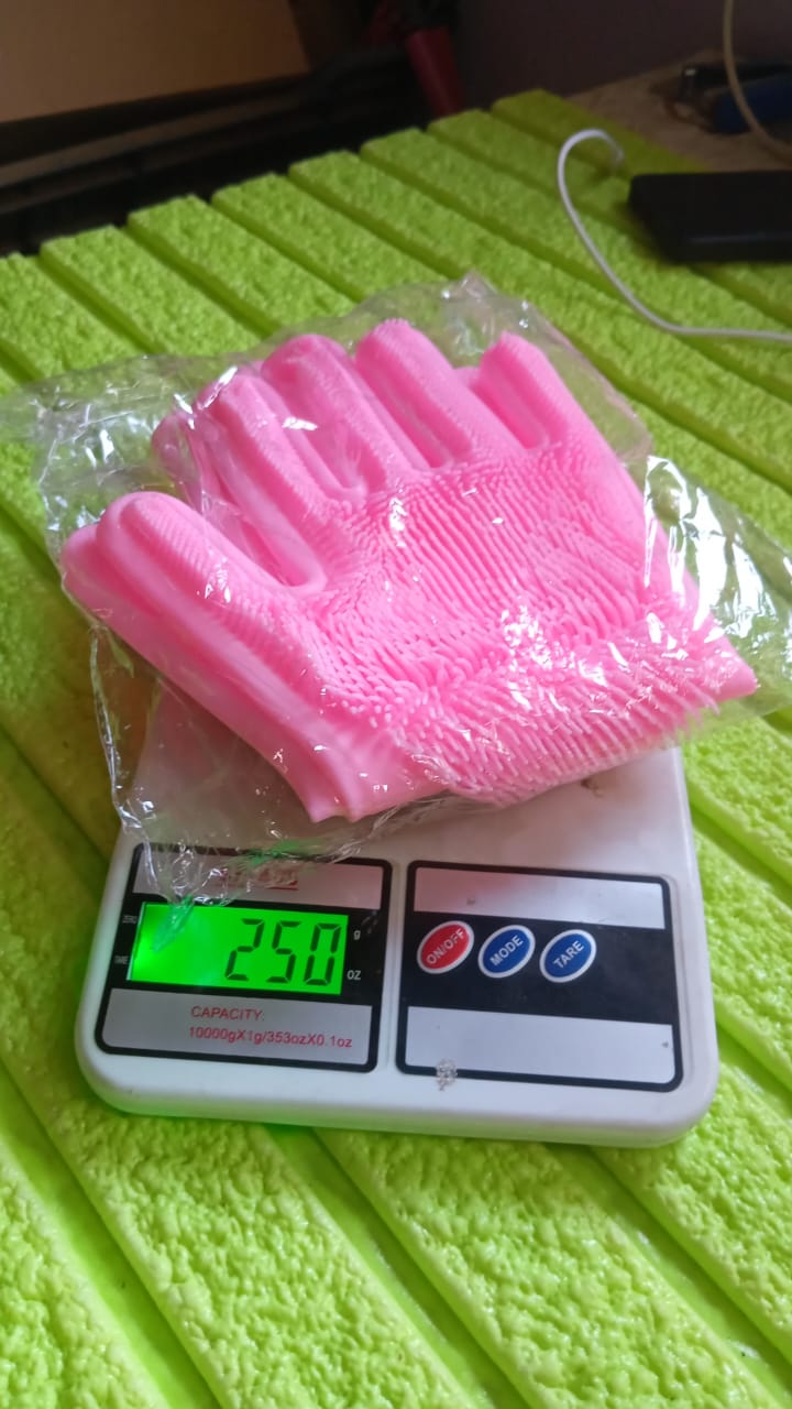 17723 Dishwashing Gloves with Scrubber| Silicone Cleaning Reusable Scrub Gloves for Wash Dish Kitchen| Bathroom| Pet Grooming Wet and Dry Glove (1 Pair, 250 Gm)