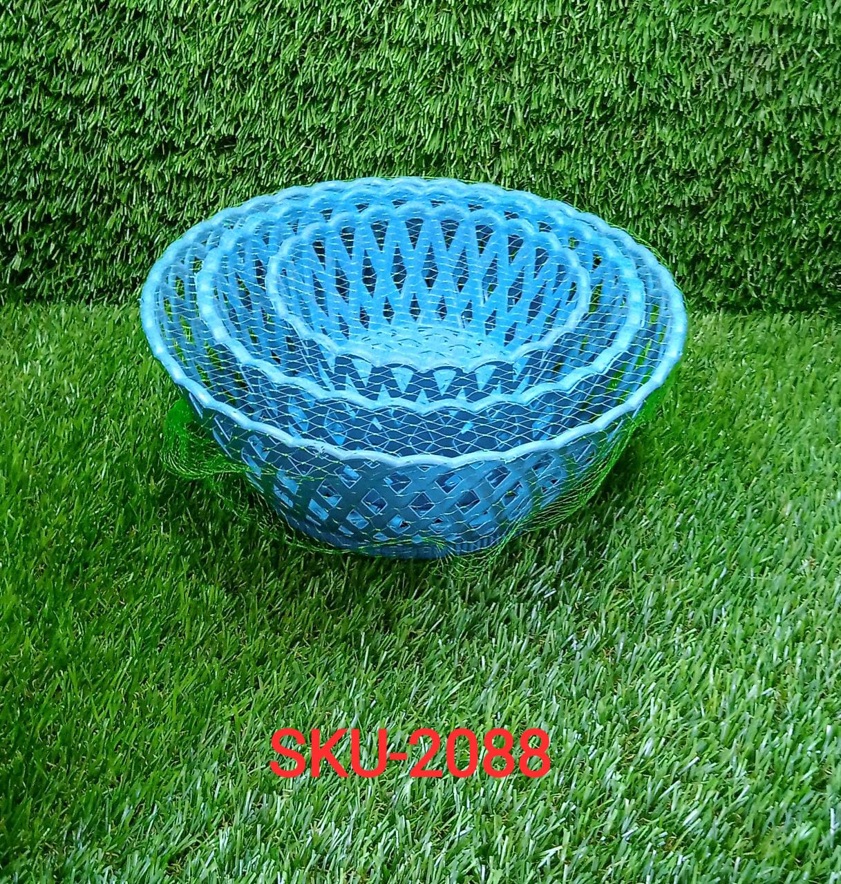 2088 Multipurpose Round Storage Plastic Basket Tray (3pcs)