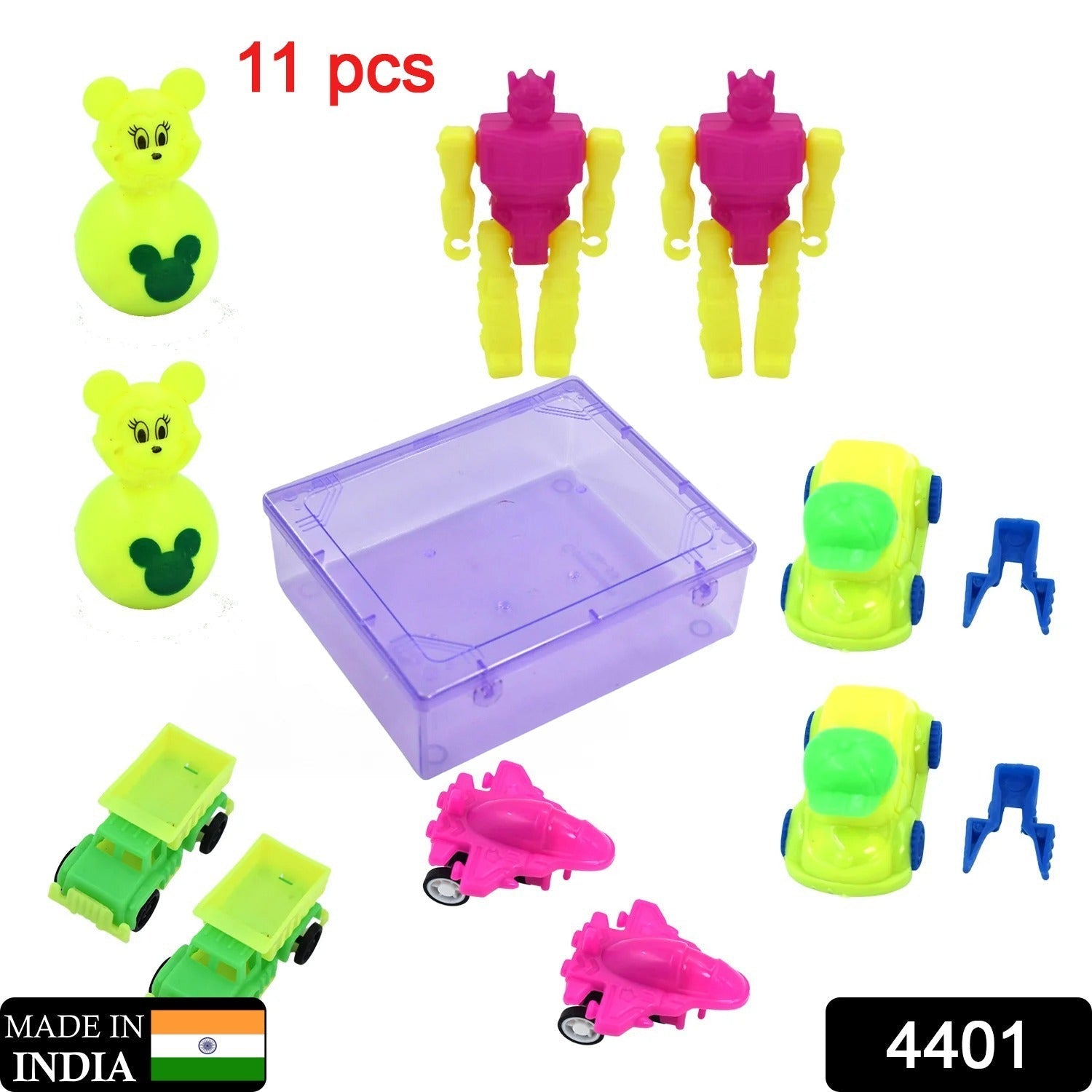 4401 Toys for Kids Friction Powered Toy for Baby Push & Go Toys Combo Set for Boys & Girls ( Pack of 11)