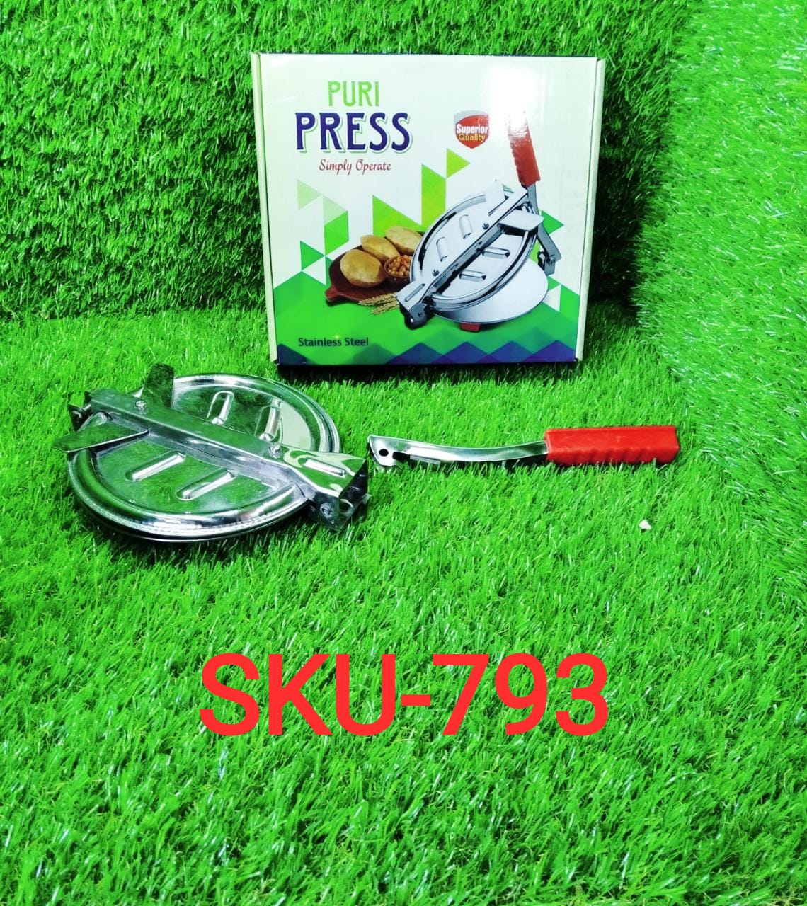 0793 Manual Stainless Steel Puri Press Machine/Maker with Handle (6 inch)