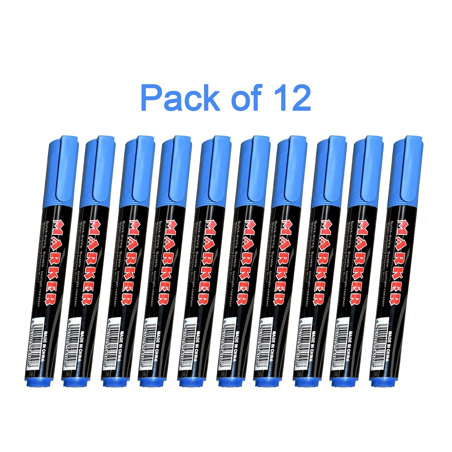 1624 Blue Permanent Markers for White Board (Pack Of 12)