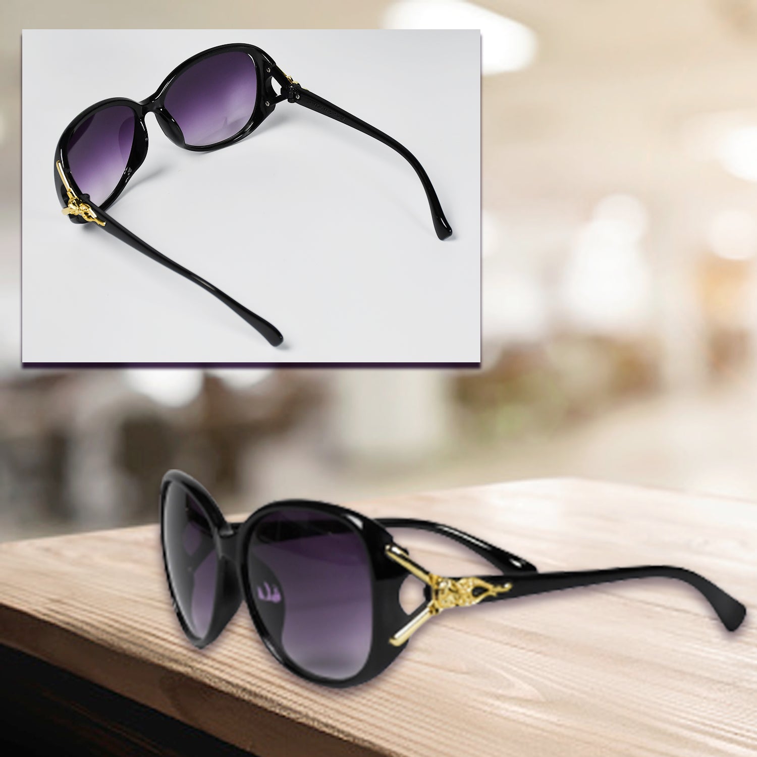 7706 Women Specs Black Polarized Sunglasses Elegant Female Sunglass For Indoor & Outdoor Use