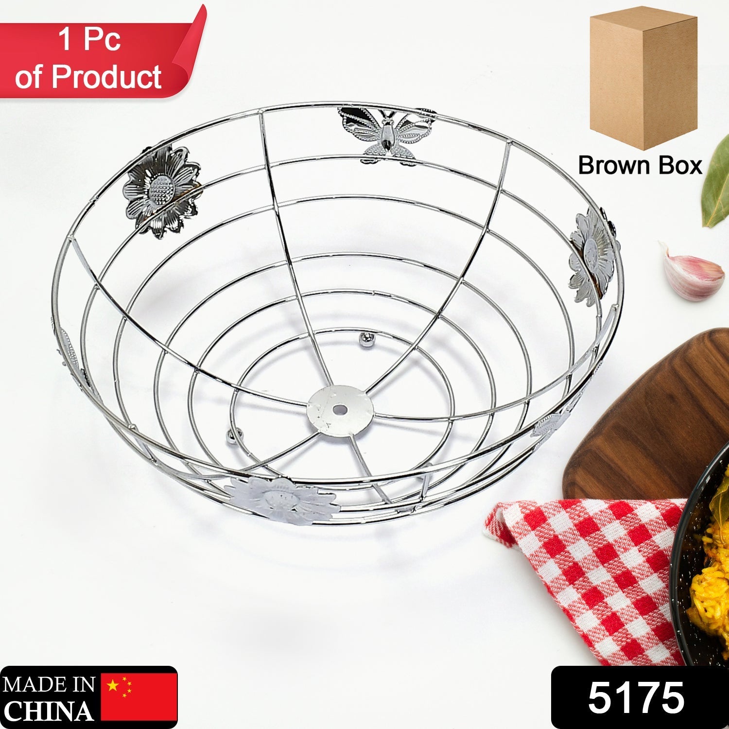 5175 Stainless Steel Multipurpose Fruit Bowl and Vegetable Basket for Kitchen, Dining Table Use 