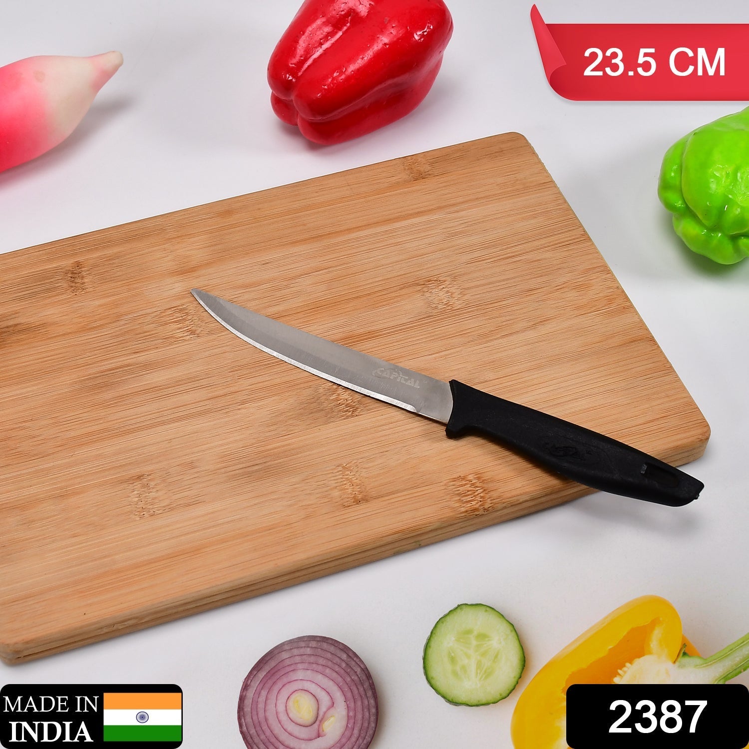 2387 Stainless Steel knife and Kitchen Knife with Black Grip Handle (23.5 Cm ) 