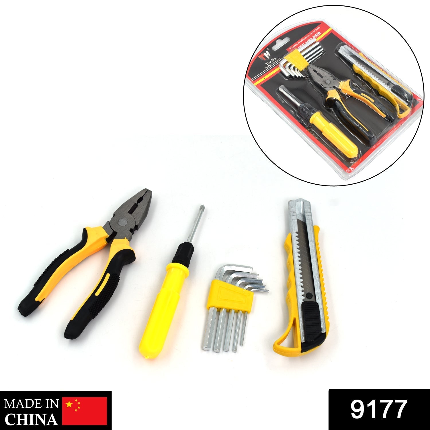 9177 Combo Tool Allen Key Set & Combination Plier With Screw Driver and Cutter 