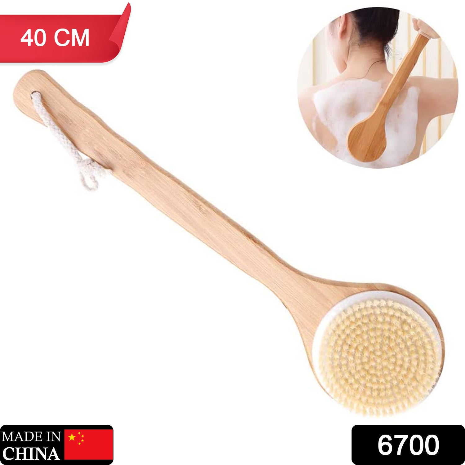 6700 Body Brush Dry Brushing Back Scrubber Shower Bath Brush Bamboo Long Handle Natural Bristles exfoliating Massage Improve Blood Circulation Cellulite 