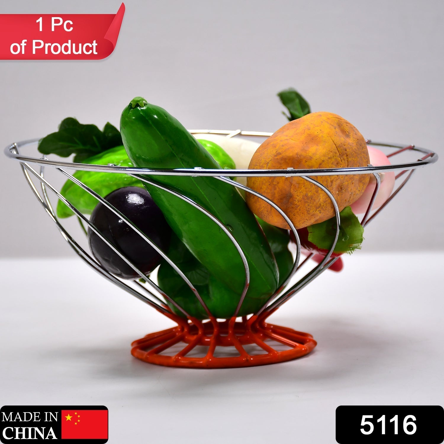 5116 Stainless Steel Round Fruit Basket For Home Use 