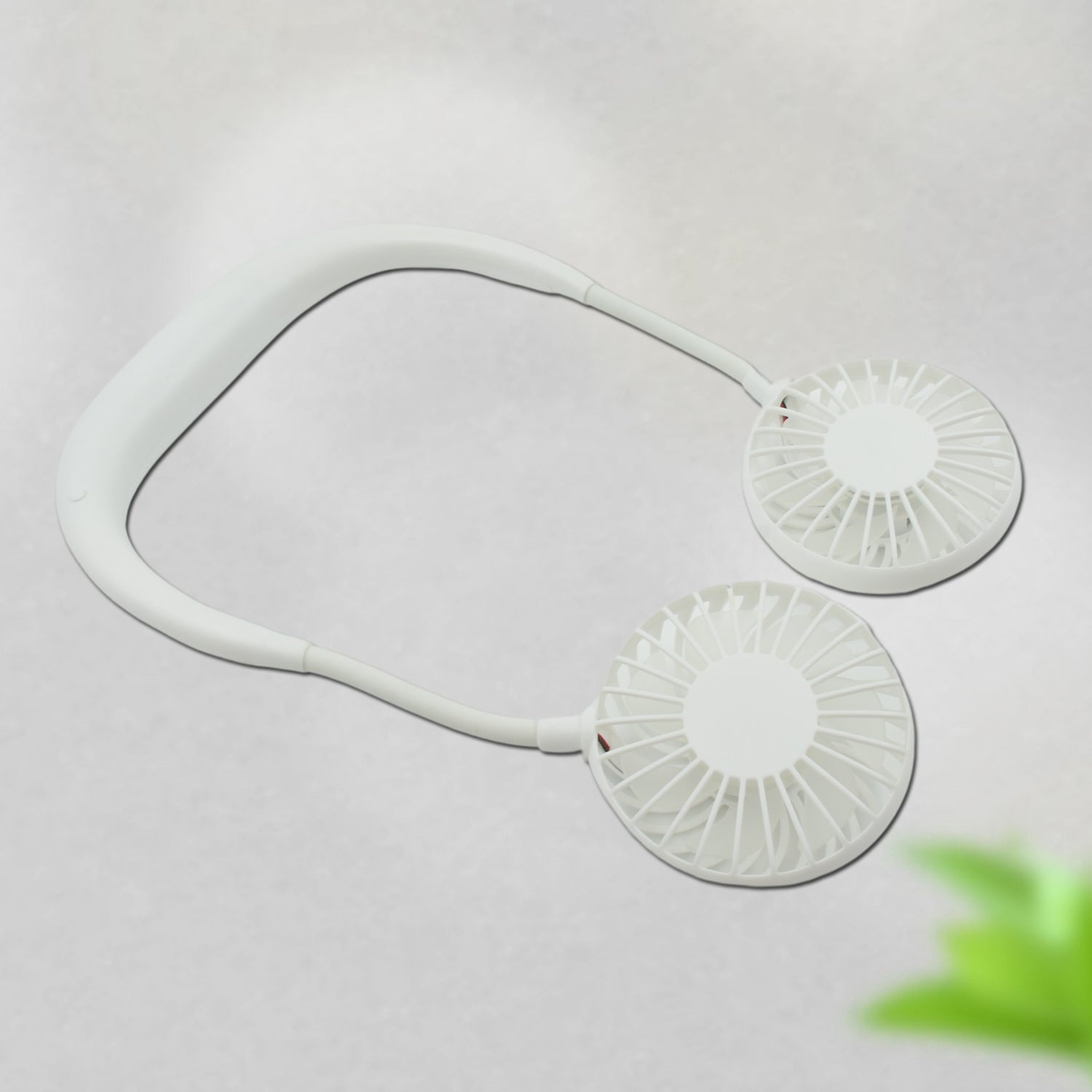 0896 Portable Fan USB Rechargeable Mini Hand Free Personal Fan Adjustable Speed Wearable Neckband Fan for Camping Traveling Office Room Outdoor (1 Pc )