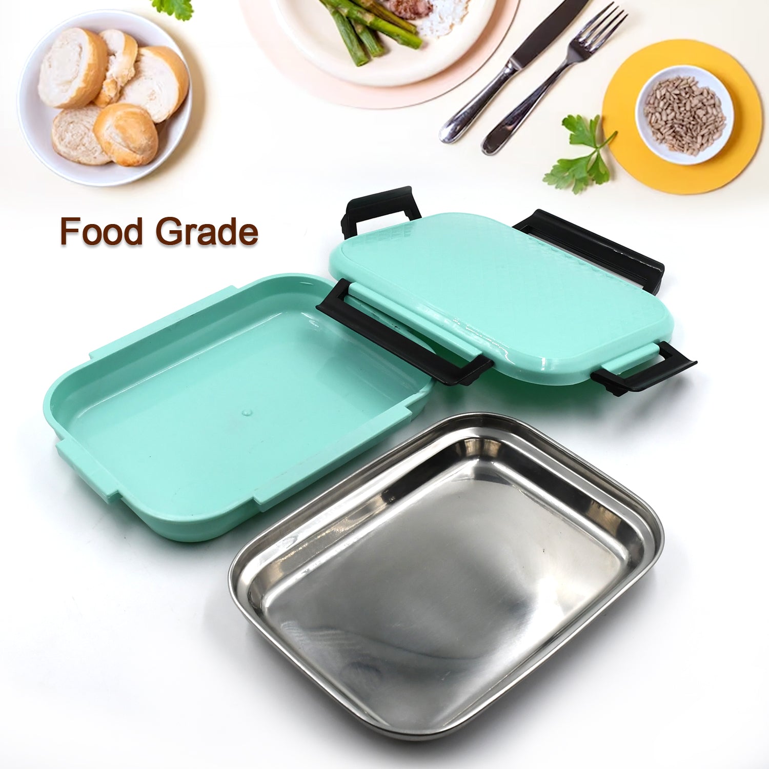 5366 Plastic Insulated Airtight Leak-Proof Lunch Box With small lunch box, Stainless Steel Plate for Office, School, Picnic