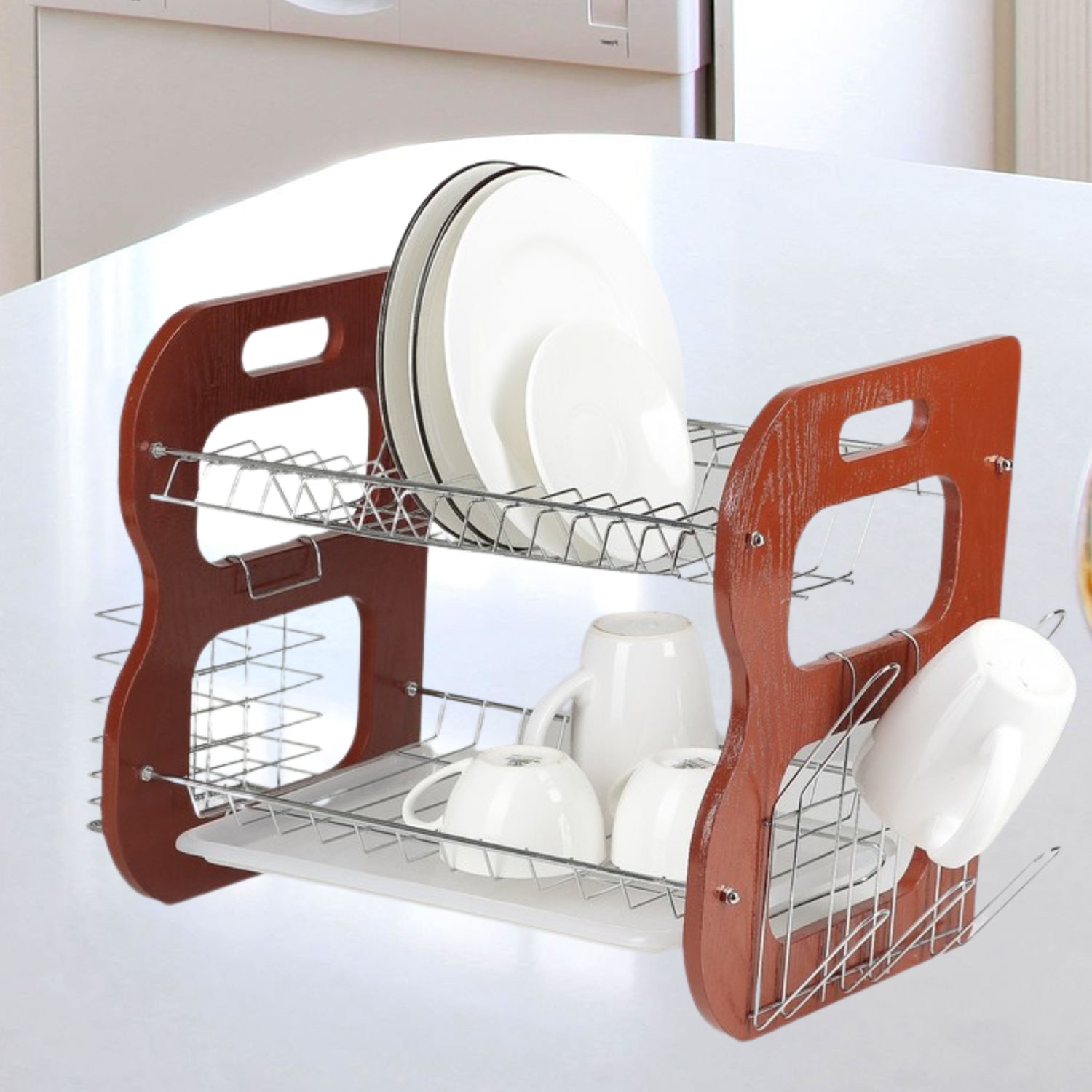 7666 Dish Drying Rack 2 Tier Attractive Design Rack For Kitchen Use 