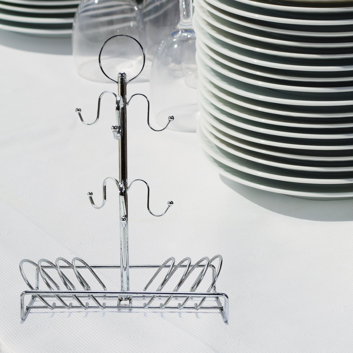 5171 Cup & Dish Steel Rack 40cm For Dining Table & Kitchen Use 